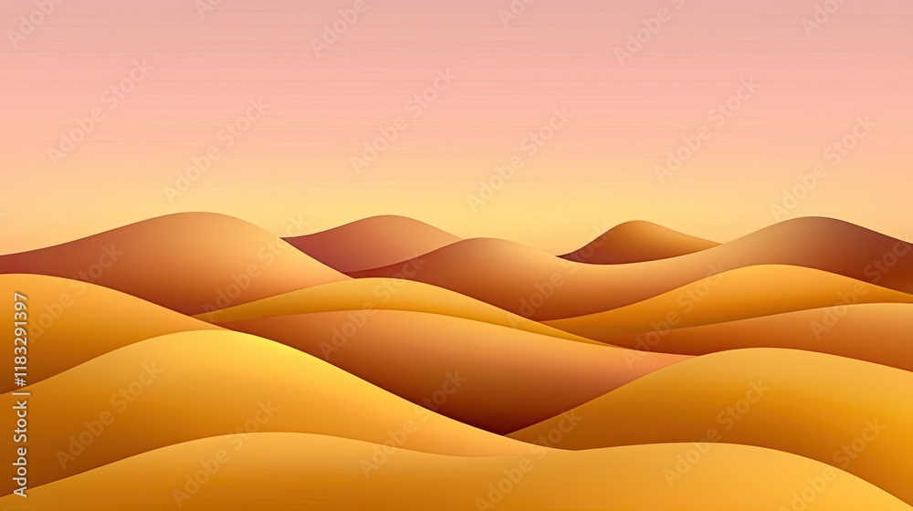 Poster scenery abstract background idea. stunning abstract landscape with flowing hills in warm shades of o