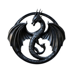 Obraz premium Detailed 3D Dragon Badge Isolated on White Background Design