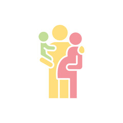 Family icon in flat color style