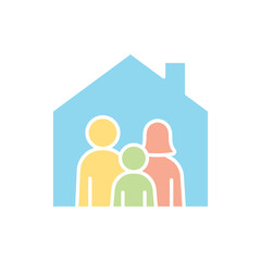 Family icon in flat color style