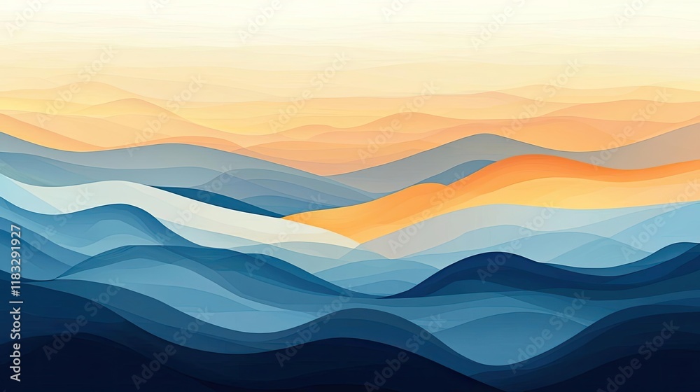 Poster Scenery abstract background idea. Serene abstract landscape with flowing waves and soothing colors.