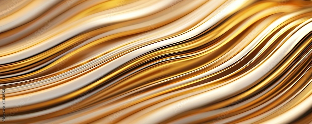 Aufkleber Gold abstract background concept. Abstract wave patterns in gold and white creating a dynamic visual flow.