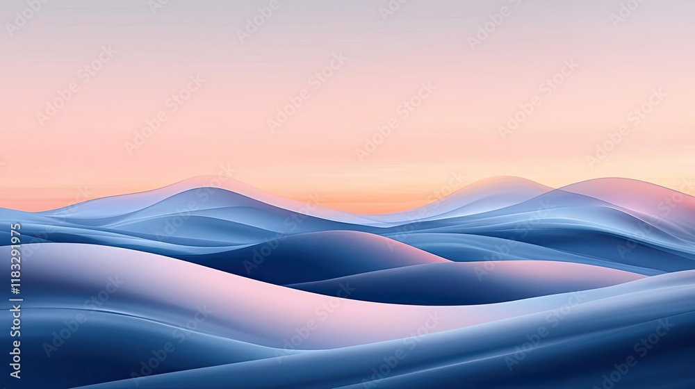 Poster Scenery abstract background idea. Serene abstract landscape with gentle waves and soft pastel hues at dawn.