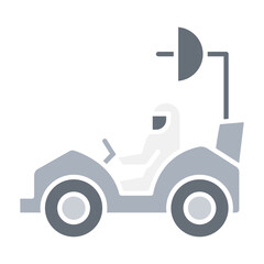 Driving rover icon in flat color style