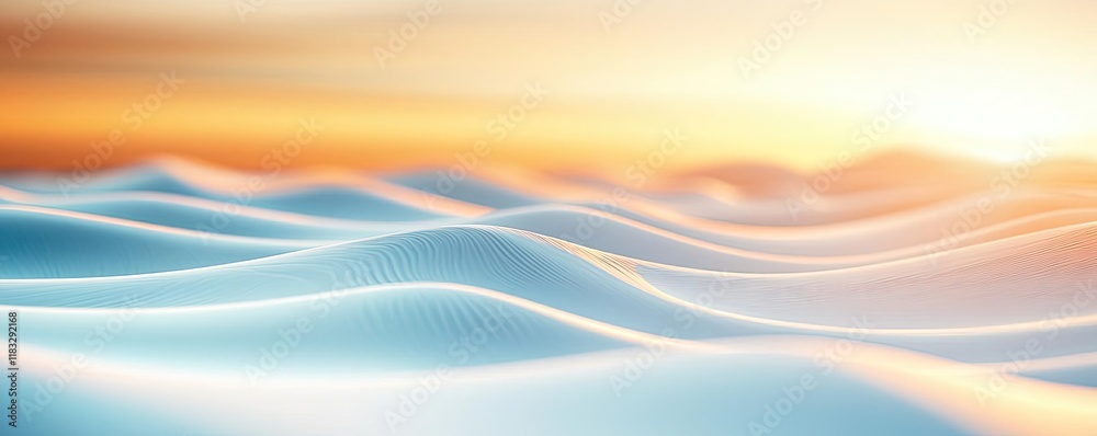 Poster scenery abstract background idea. abstract sea waves gently rolling towards a serene sunset, evoking