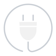 Two-pin plug icon in flat color style