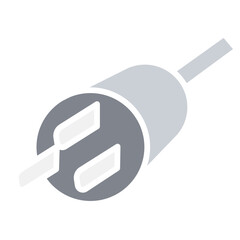 Three-pin plug icon in flat color style