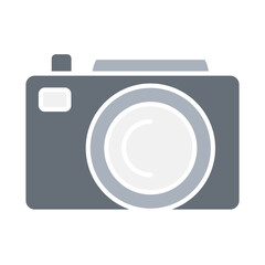 Camera icon in flat color style