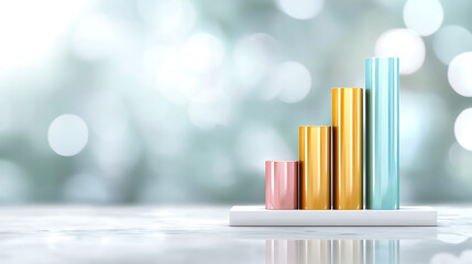 Obraz premium bar graph with varying heights illustrates risk versus reward, showcasing colorful data representation