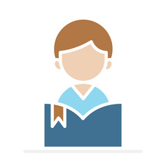 Reading icon in flat color style