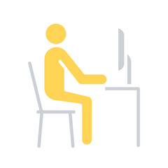 Using computer icon in flat color style