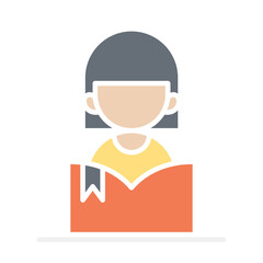 Reading icon in flat color style