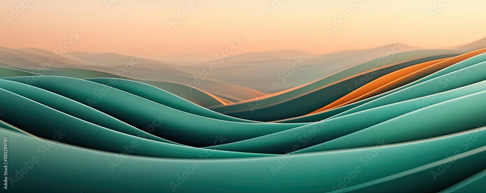Poster scenery abstract background idea. sculpted waves in tranquil hues create a serene and soothing lands
