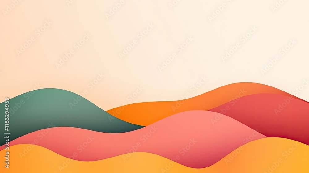Aufkleber Scenery abstract background idea. Colorful abstract waves create a serene and calming background for design projects.