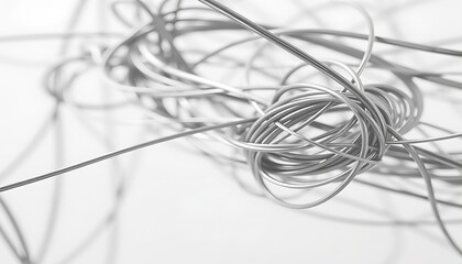 Tangled silver wire abstract art design