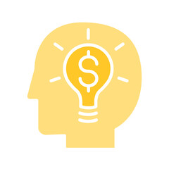 Business idea icon in flat color style