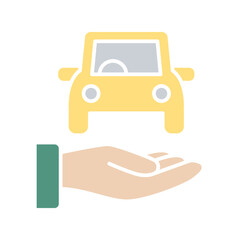 Car insurance icon in flat color style