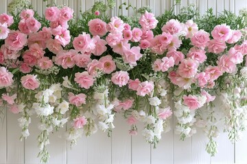 Fototapeta premium Floral drop border cut out on a white background