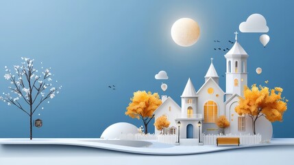 Historic home charming architecture flat design illustration