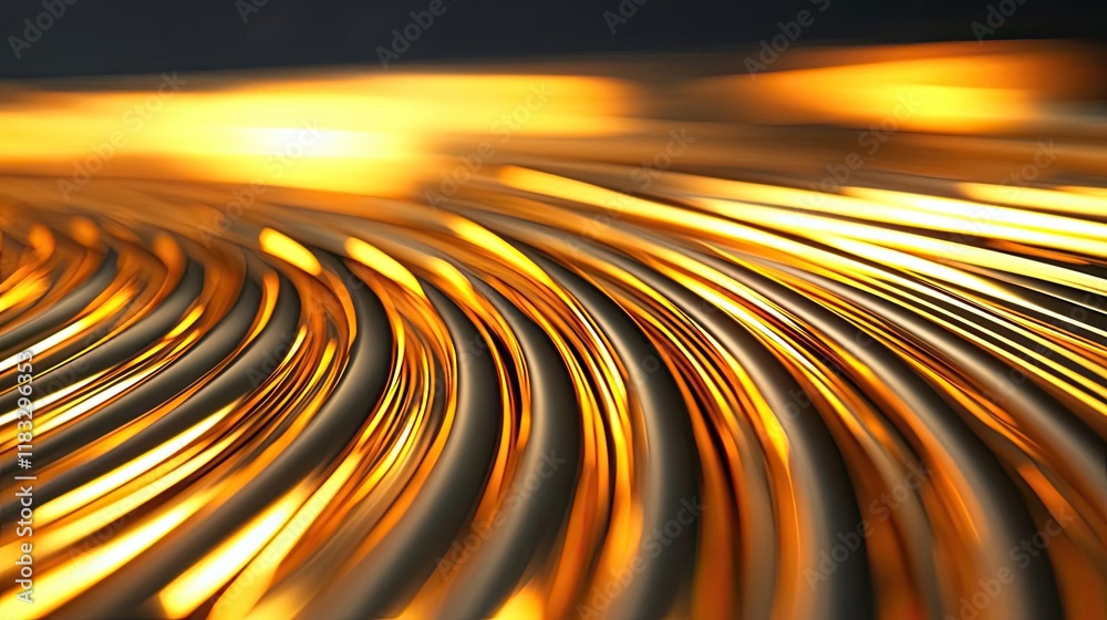 Poster gold abstract background concept. a close-up of shining metallic lines with a warm golden hue, showc