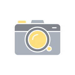 Camera icon in flat color style