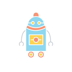 Robot icon in flat color style