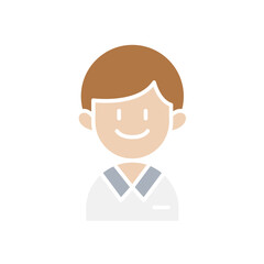 Male student icon in flat color style