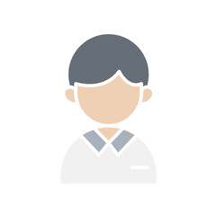 Male student icon in flat color style