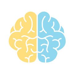 Brain icon in flat color style
