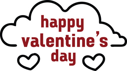 Valentine's Day Greeting with Cloud and Heart Design,Valentines Day typography poster Design
