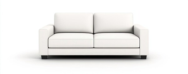 Minimal furniture idea. Minimalist design of a comfortable white sofa in a bright, modern room.