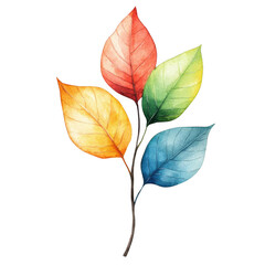 Obraz premium Watercolor leaves isolated on transparent or white background. Hand drawn vector illustration.