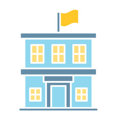 Library icon in flat color style