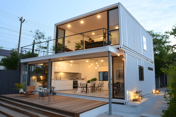 Building from sea containers. Urban architecture. Premises from cargo containers. House Building from cargo containers. architecture
