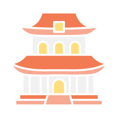 Chinese castle icon in flat color style