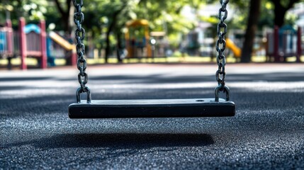 Empty Swing in a Sunny Playground Setting