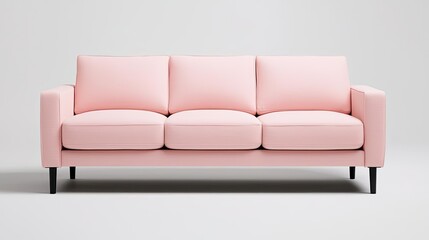 Fototapeta premium Minimal furniture idea. A stylish pink sofa perfect for modern living room decor and comfortable seating.
