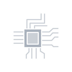 Computer chip icon in flat color style