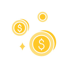 Fototapeta premium Coin drop icon in flat color style