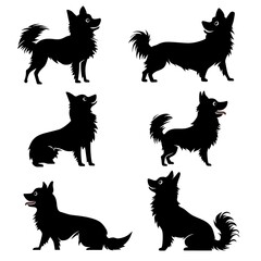 Black Labrador Dog Silhouettes in Various Poses