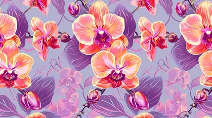 orchid seamless pattern wallpaper