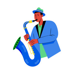 Flat style illustration of a saxophonist