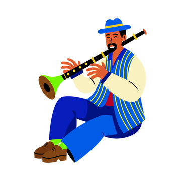 A flat character illustration of zurna player
