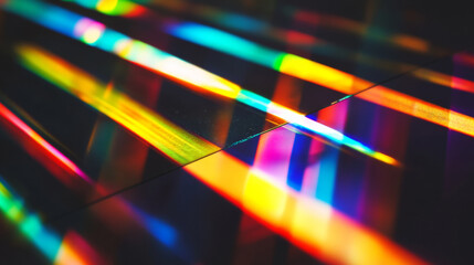Colorful prismatic light leaks with rainbow bokeh effect
