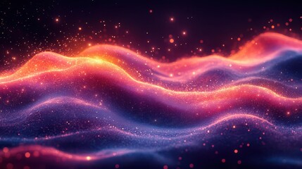 Fototapeta premium A visually stunning abstract representation of glowing waves in vibrant colors, creating a sense of depth and movement.