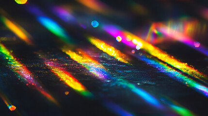 Colorful prismatic light leaks with rainbow bokeh