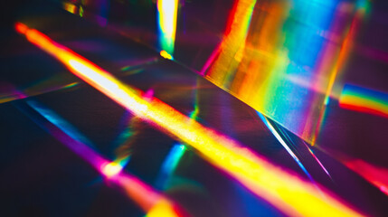 Vibrant prismatic light leaks with rainbow bokeh effect