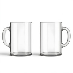 Clear glass mugs with sleek and modern design, perfect for beverages