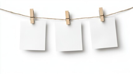 blank paper hanging on rope