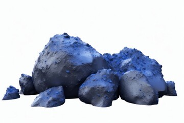 Moon rock mineral blue white background.